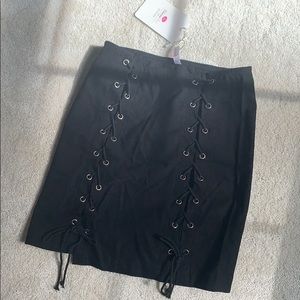 Black double lace up skirt